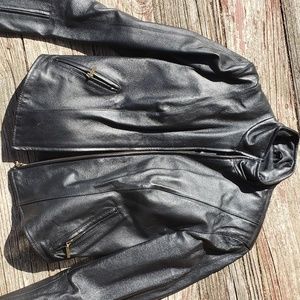 Heavy leather coat